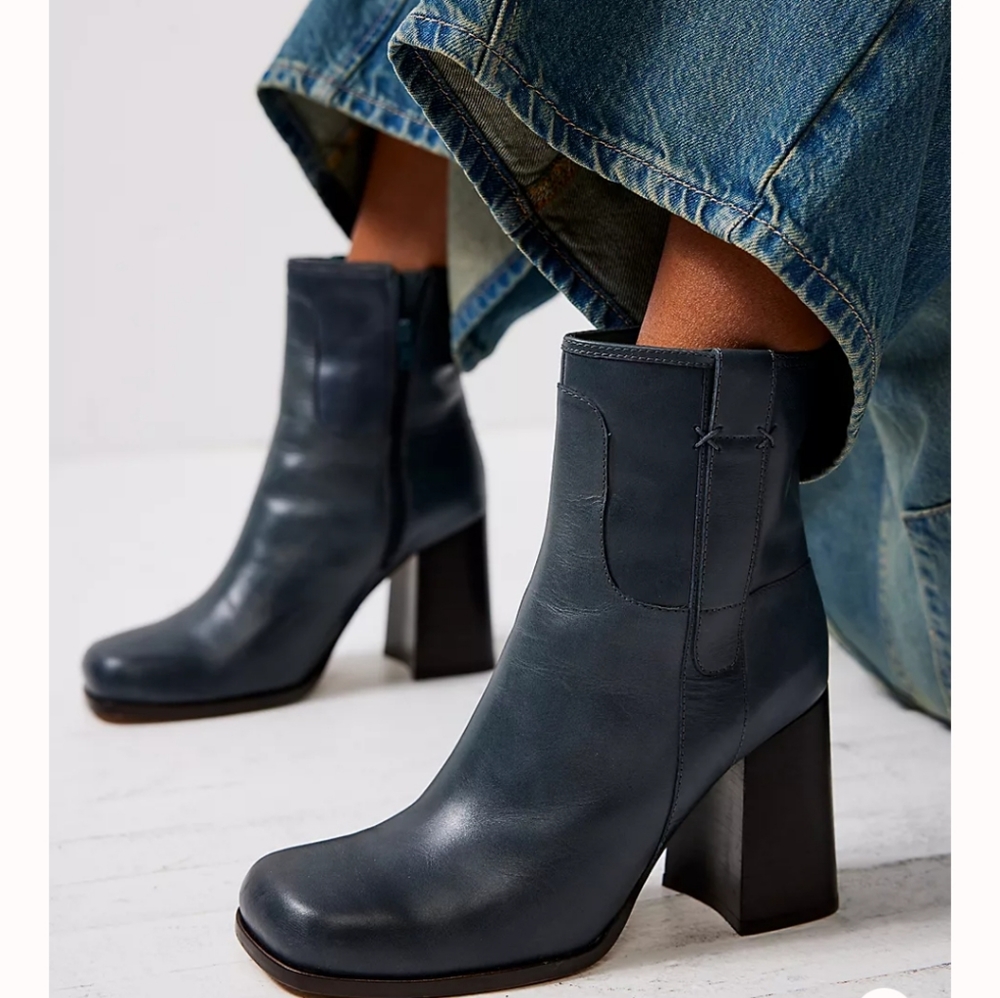 Free People Navy Ankle Booties